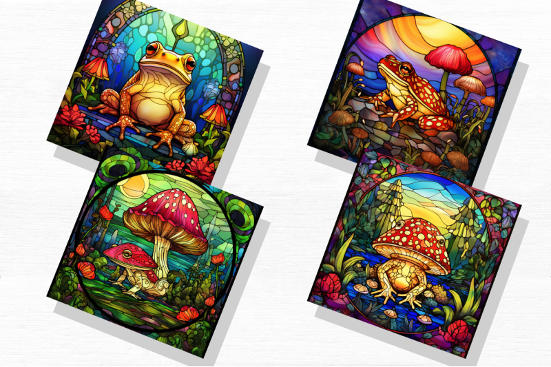 frog-mushroom-stained-glass-backgrounds-bundle