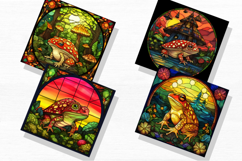 frog-mushroom-stained-glass-backgrounds-bundle