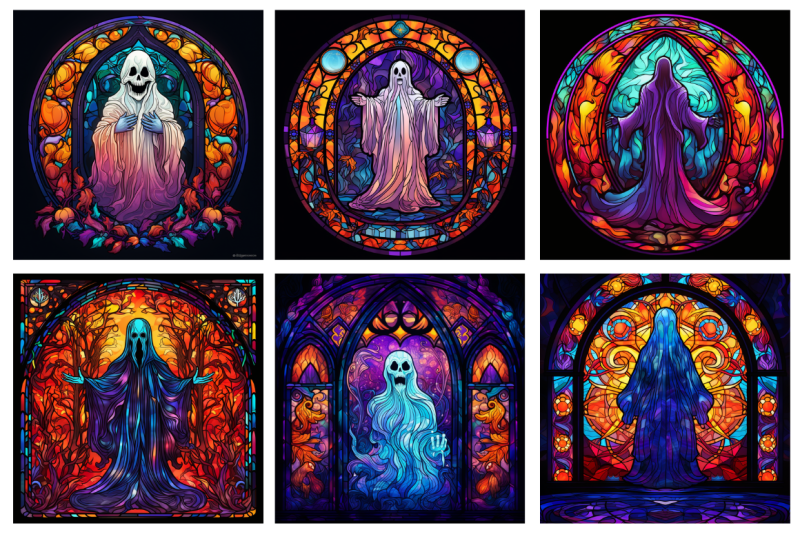 halloween-ghosts-stained-glass-clipart-png-bundle