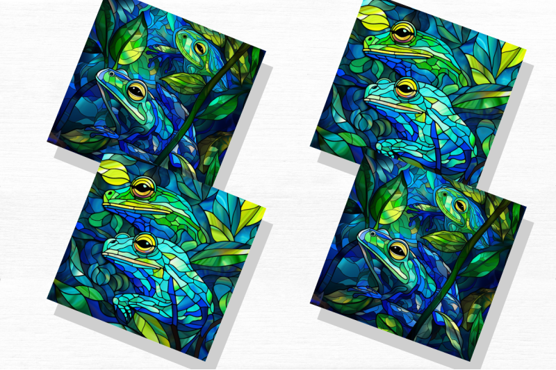 stained-glass-blue-green-frogs-clipart-bundle