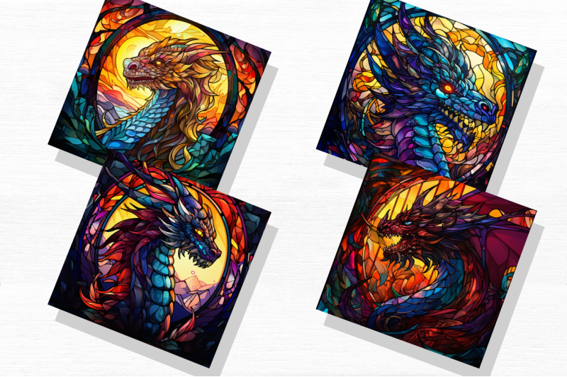 stained-glass-dragons-fantasy-clipart