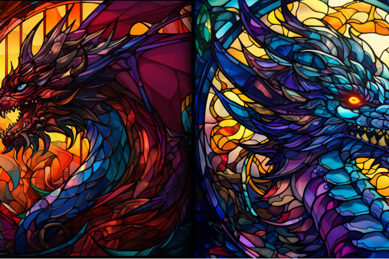 stained-glass-dragons-fantasy-clipart