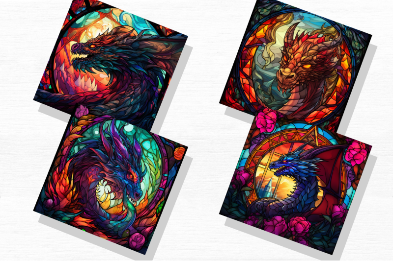 stained-glass-dragons-fantasy-clipart