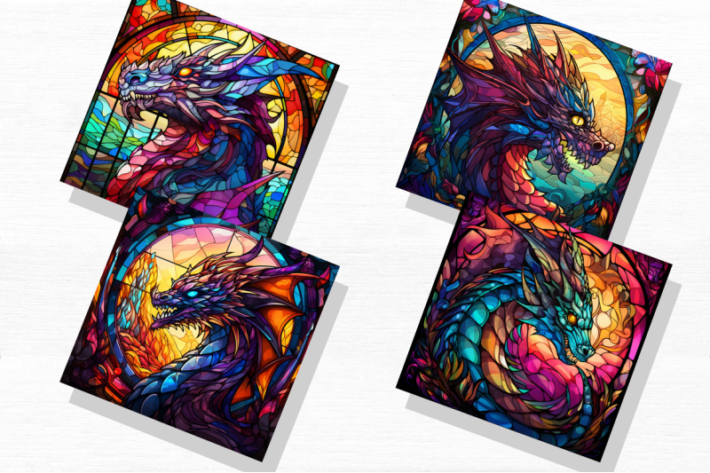 stained-glass-dragons-fantasy-clipart