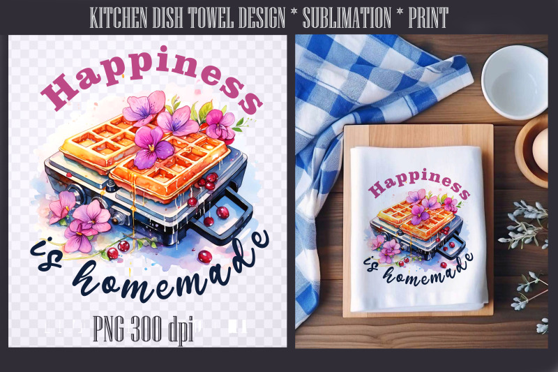 happiness-homemade-kitchen-dish-towel-sublimation-png