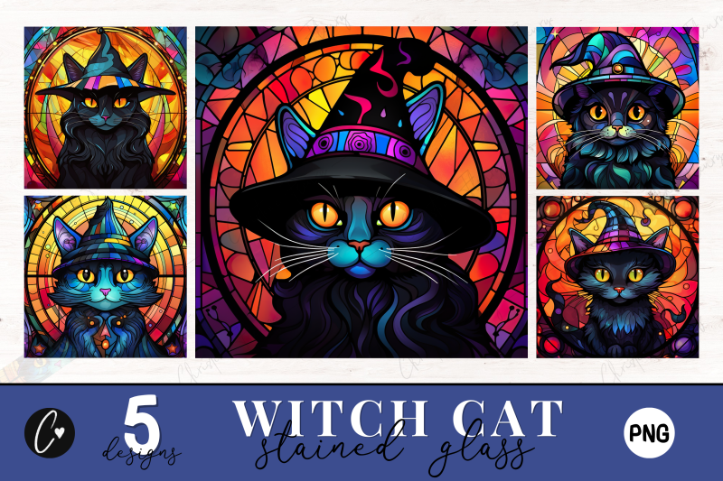 stained-glass-halloween-witch-cat