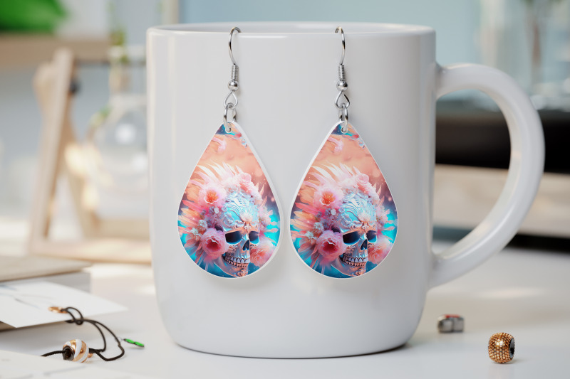 boho-skull-earrings-sublimation-gothic-earring-template