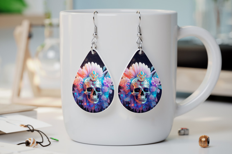 boho-skull-earrings-sublimation-gothic-earring-template