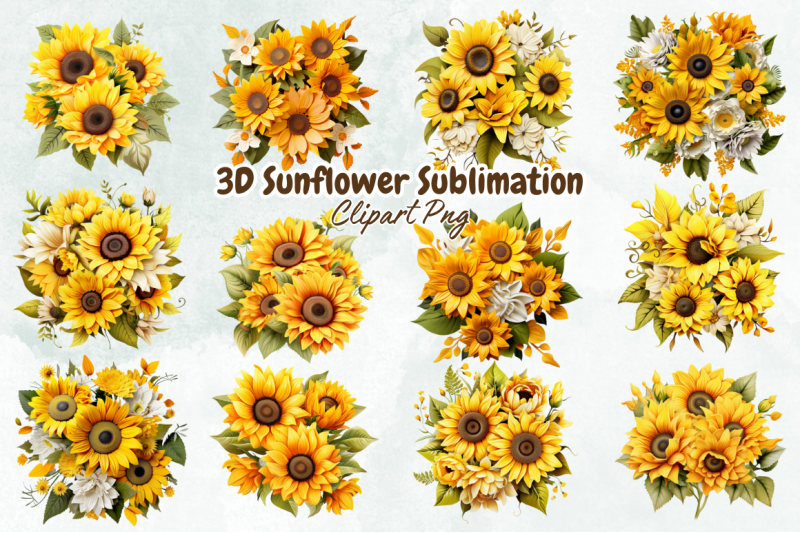 3d-sunflower-sublimation-clipart-bundle
