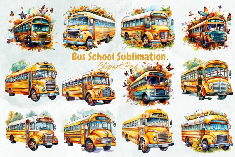 bus-school-sublimation-clipart-bundle