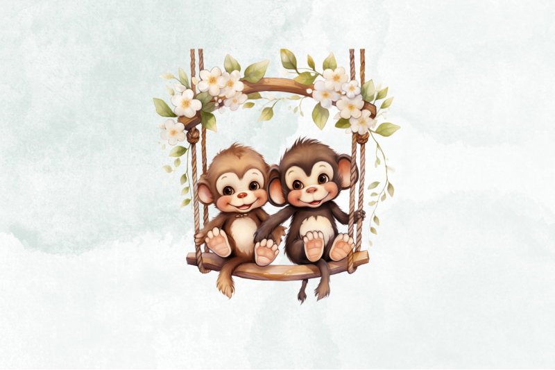 cute-monkey-sublimation-clipart-bundle