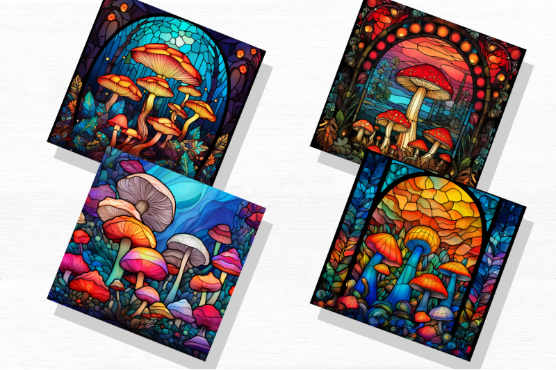 stained-glass-mushrooms-backgrounds-bundle