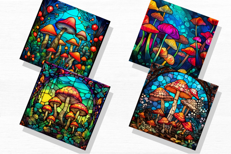 stained-glass-mushrooms-backgrounds-bundle