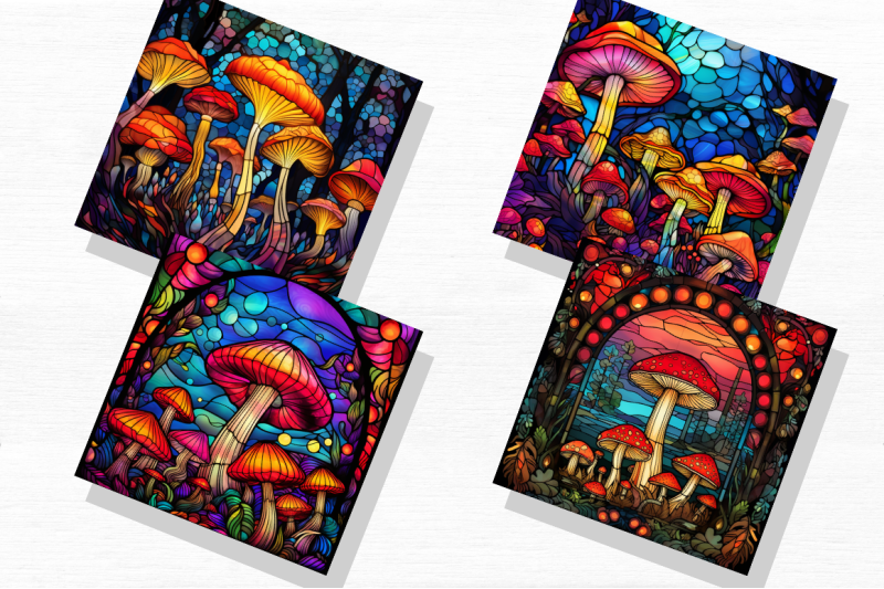 stained-glass-mushrooms-backgrounds-bundle