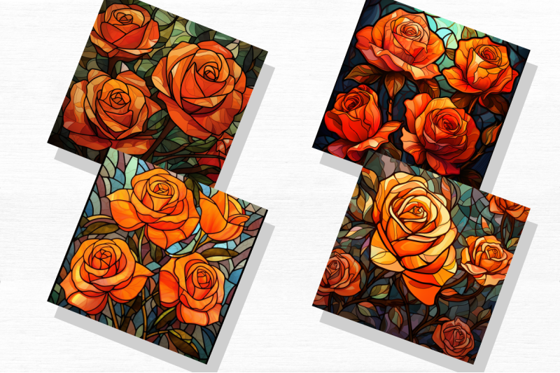 stained-glass-orange-roses-backgrounds