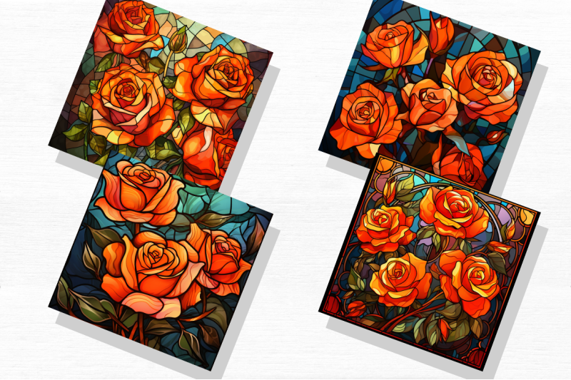 stained-glass-orange-roses-backgrounds