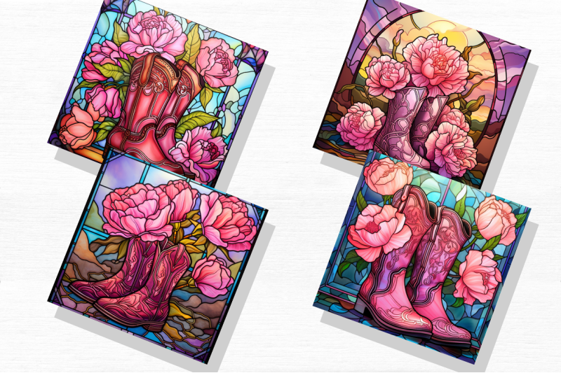 stained-glass-pink-peonies-cowgirl-boots-backgrounds-bundle