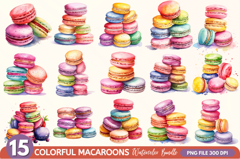 colorful-macaroons-watercolor-clipart