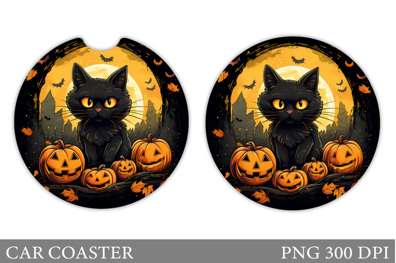 black-cat-pumpkin-car-coaster-halloween-car-coaster-design