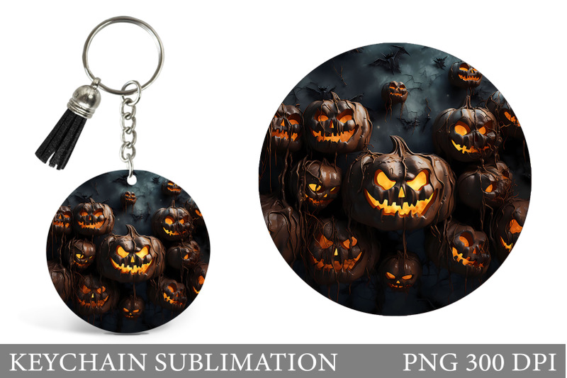 halloween-keychain-design-scary-pumpkin-round-keychain