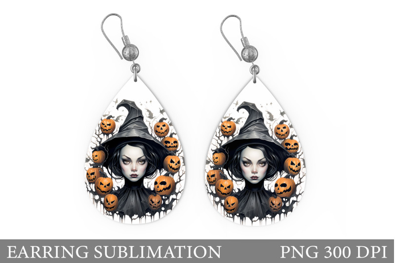 witch-earring-sublimation-halloween-teardrop-earring-design