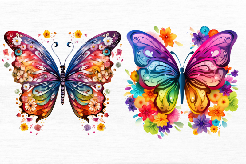 rainbow-butterfly-and-flowers