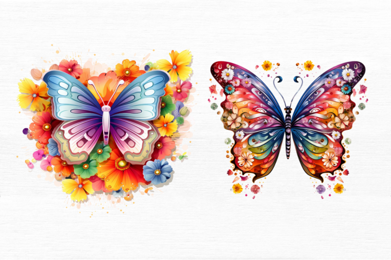 rainbow-butterfly-and-flowers