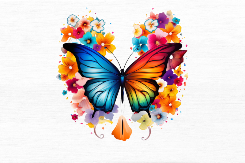 rainbow-butterfly-and-flowers