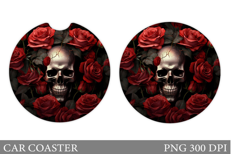 skull-car-coaster-design-skull-and-rose-car-coaster