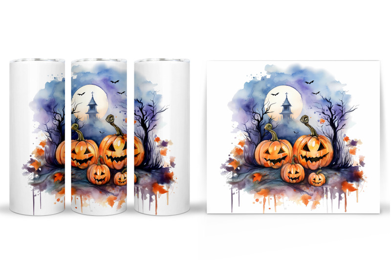 scary-pumpkin-watercolor-tumbler-halloween-tumbler-wrap
