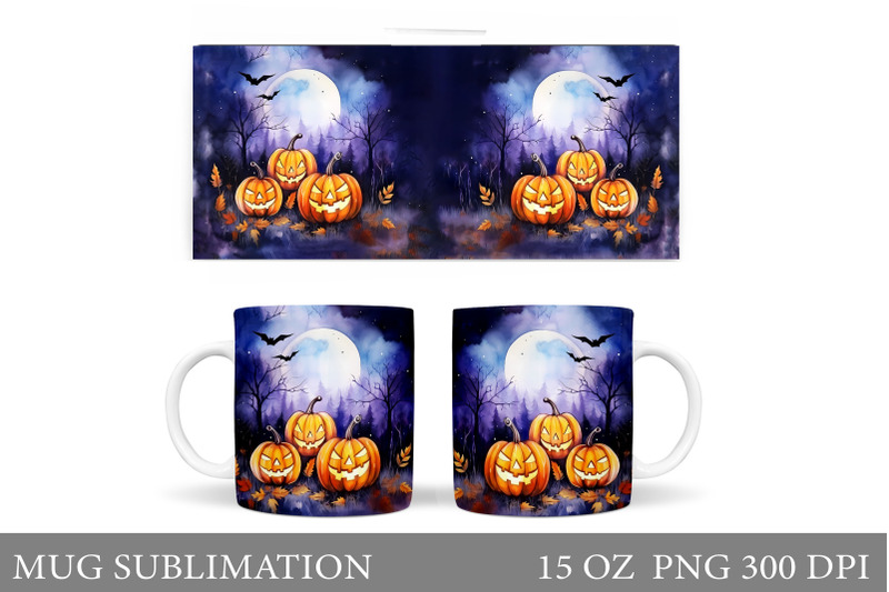 scary-pumpkins-watercolor-mug-halloween-mug-wrap-design