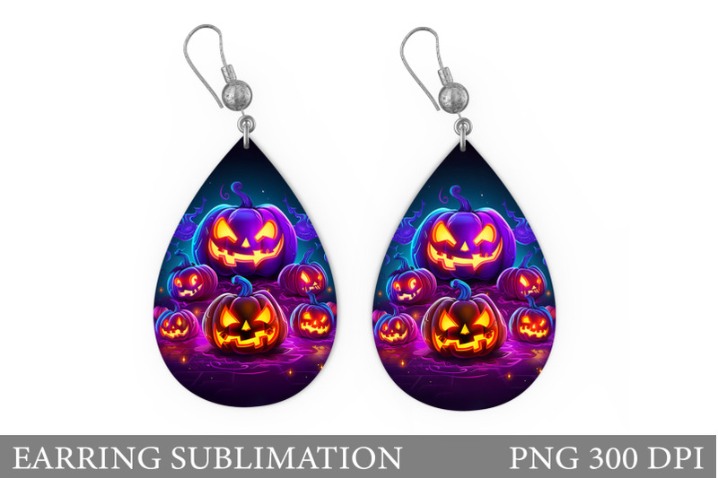 neon-pumpkins-earring-scary-halloween-earring-design