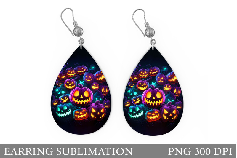 pumpkins-teardrop-earring-neon-pumpkins-earring-design