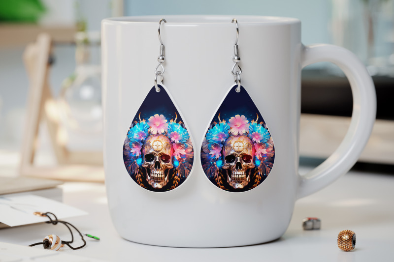 boho-skull-earrings-sublimation-gothic-earring-template