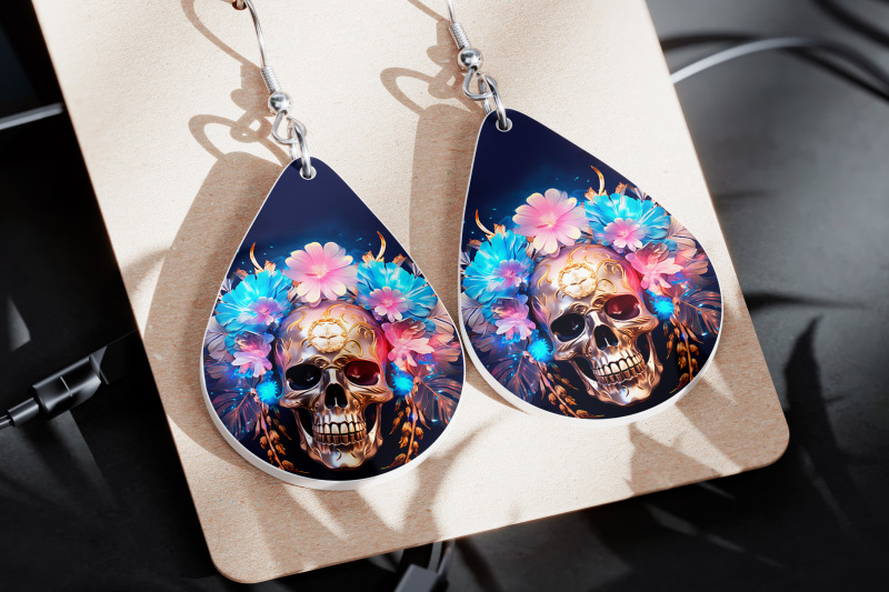 boho-skull-earrings-sublimation-gothic-earring-template