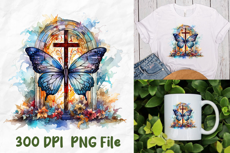 jesus-stained-glass-art-butterfly-cross