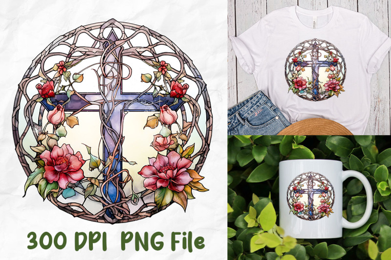 jesus-stained-glass-thorn-crown-cross