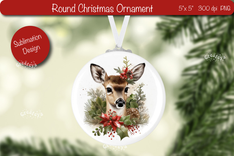 round-christmas-ornament-sublimation-watercolor-baby-animal-png