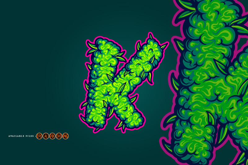 impressive-monogram-with-letter-k-and-cannabis-leaf-motif