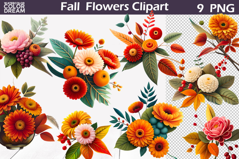 3d-fall-flowers-clipart-fall-flowers-sublimation-design-nbsp