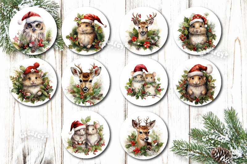 christmas-ornament-sublimation-bundle-watercolor-baby-animals-png