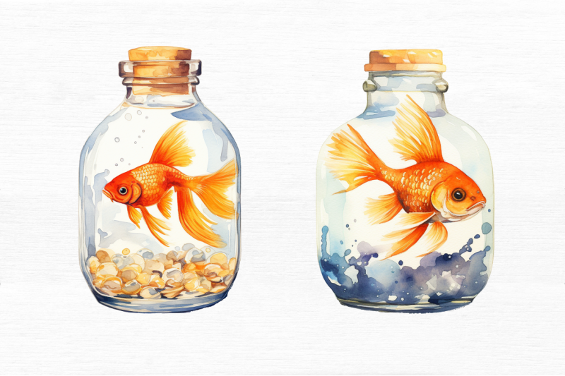 goldfish-in-a-glass-bottle-watercolor