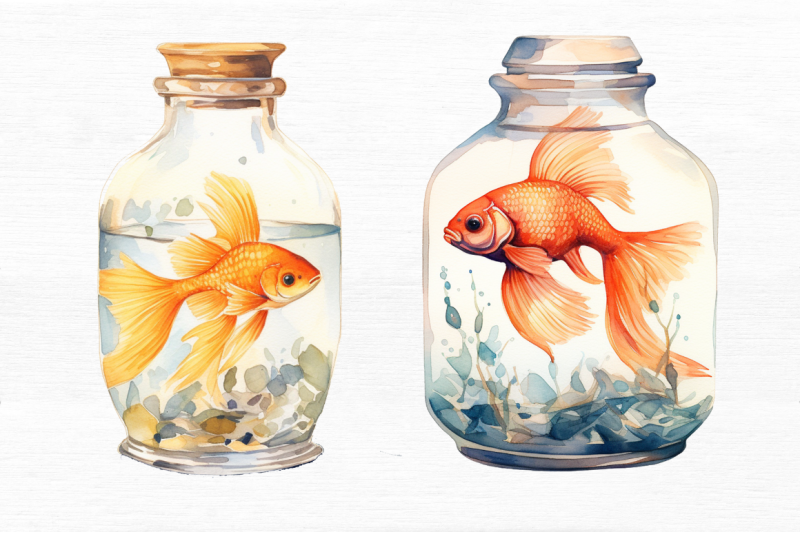 goldfish-in-a-glass-bottle-watercolor