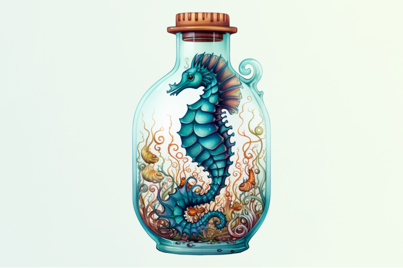 hippocampus-glass-bottle