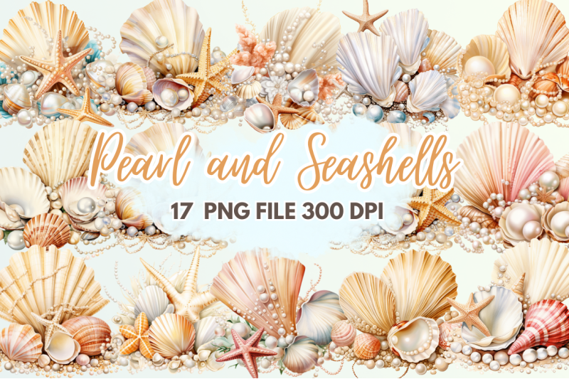 pearl-and-seashells-sublimation-clipart-bundle