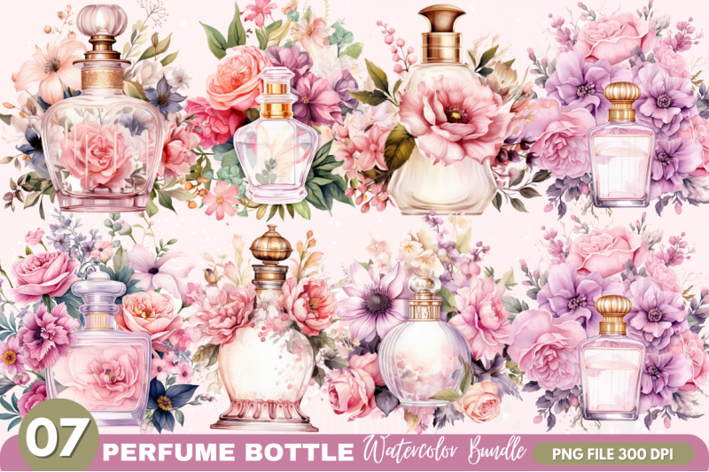 perfume-bottle-floral-sublimation-clipart-bundle