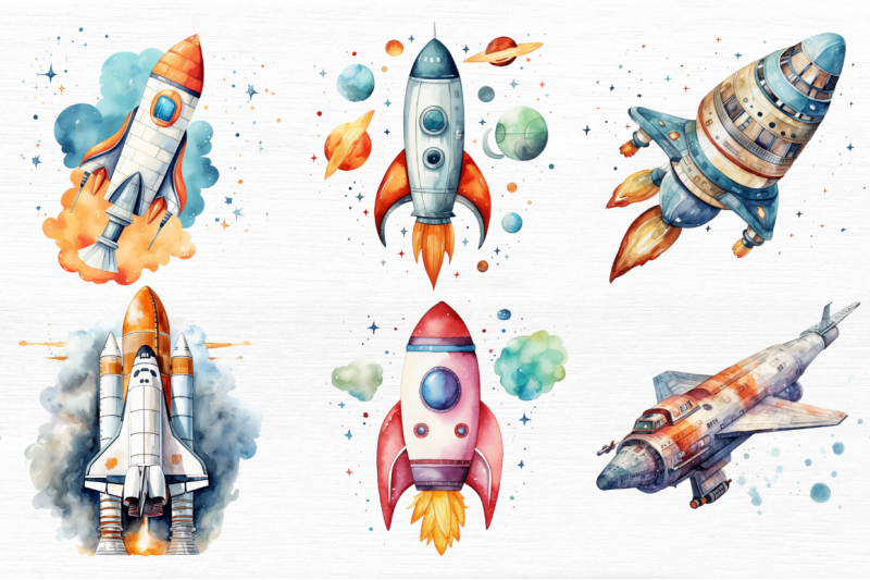 spaceship-watercolor-clipart