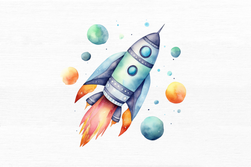 spaceship-watercolor-clipart