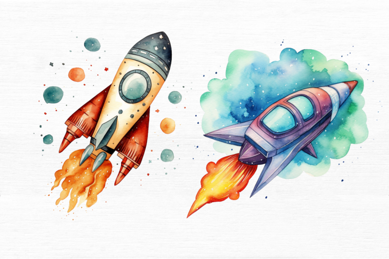 spaceship-watercolor-clipart