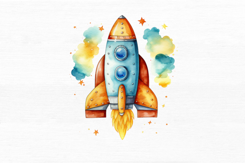 spaceship-watercolor-clipart